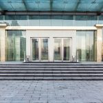 empty town square in city financial district of China.