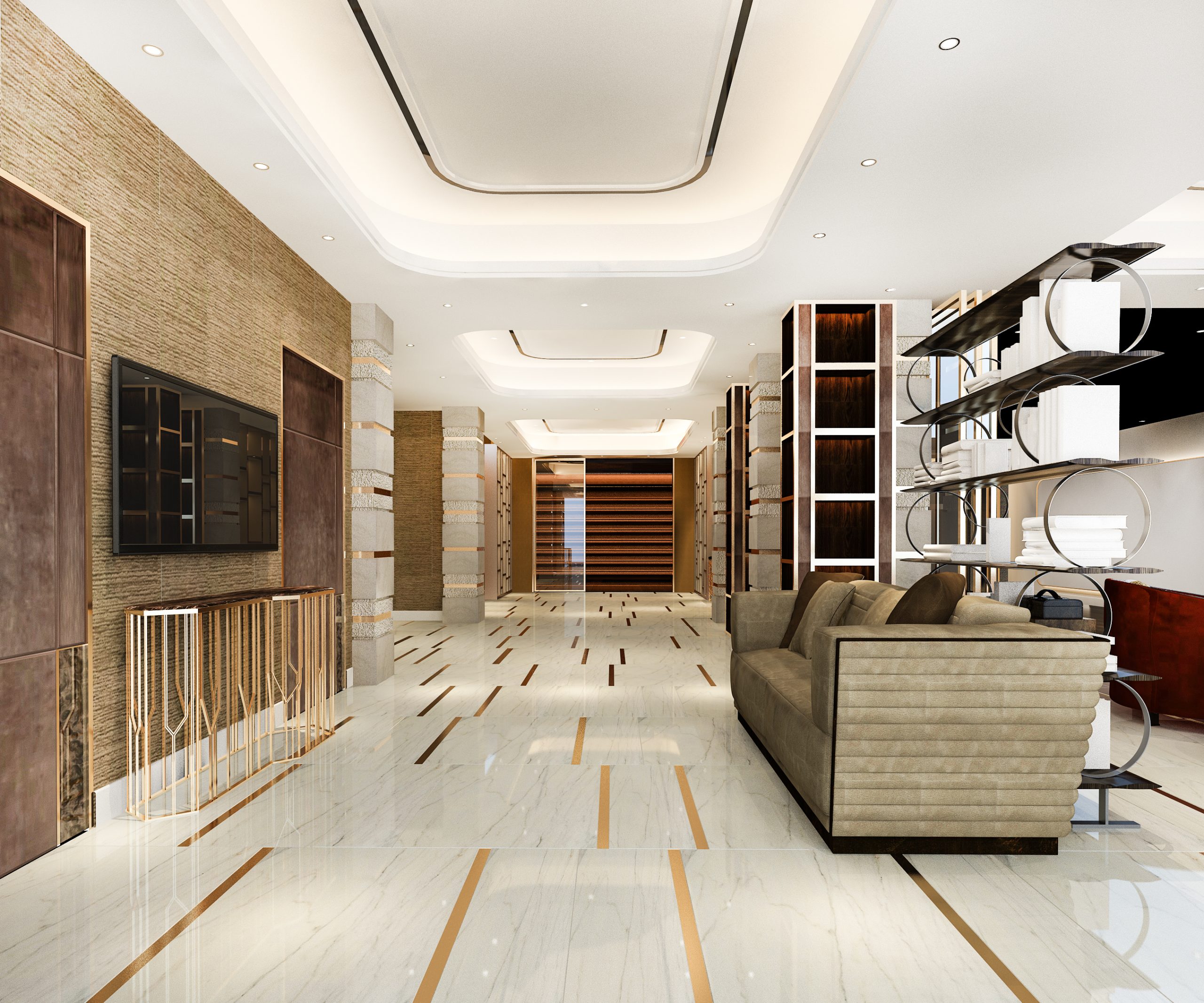 3d rendering modern luxury hotel and office reception and meeting lounge fit our