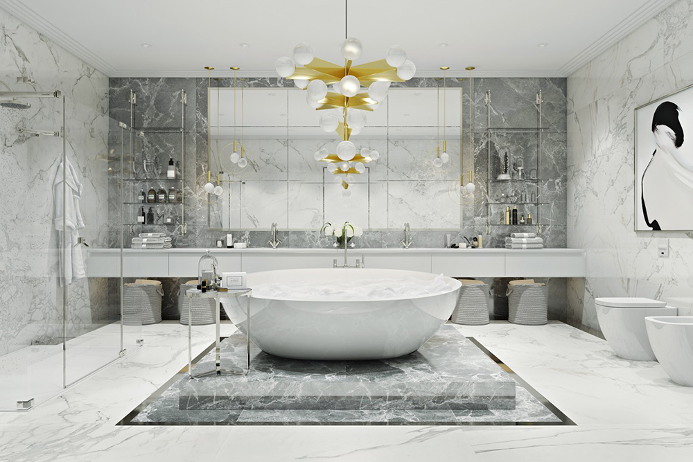 Bathroom with marble stone